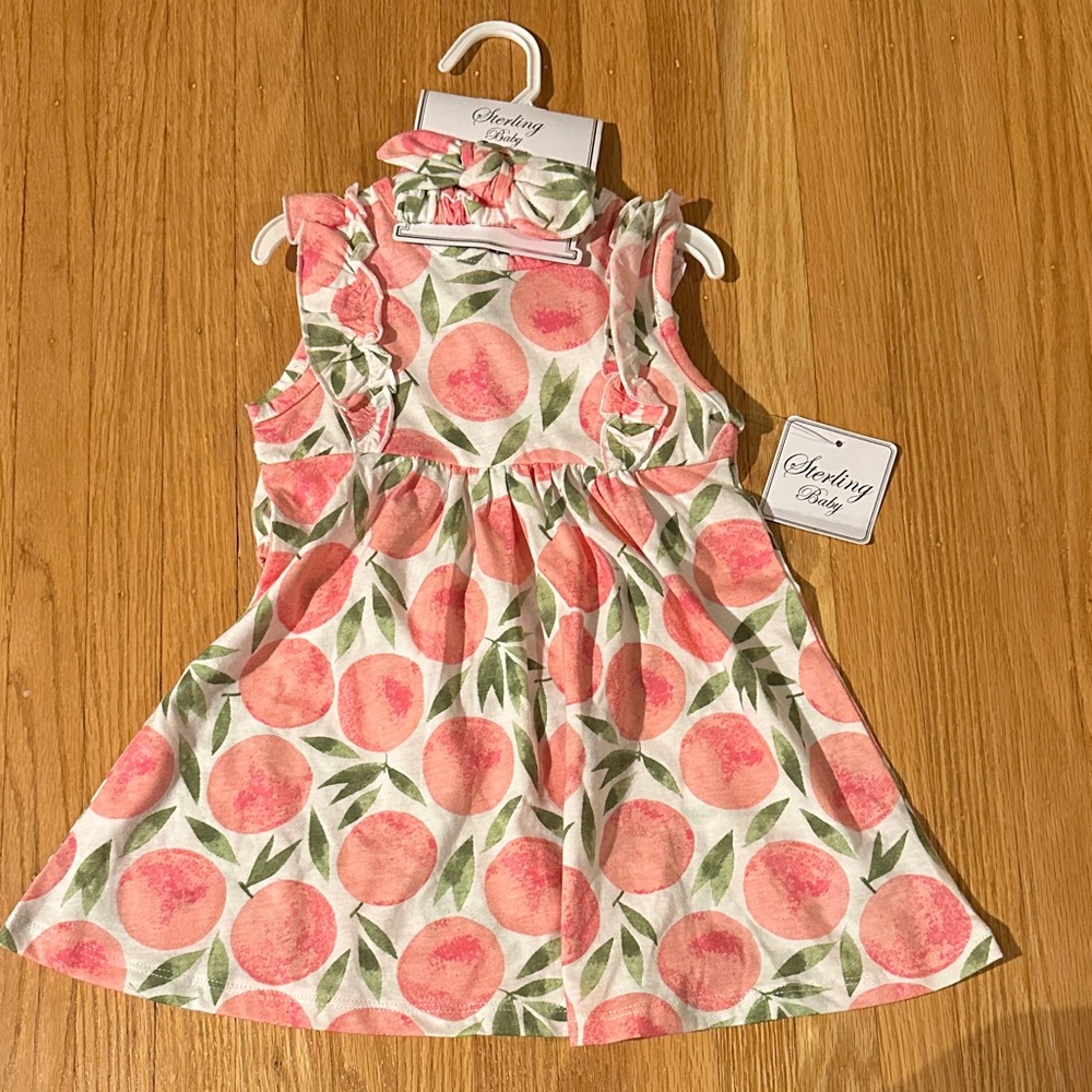 Peach Print 3 Piece Dress set